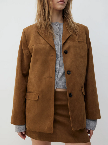 Luxe Trenchcoat Suède Mantel Dames