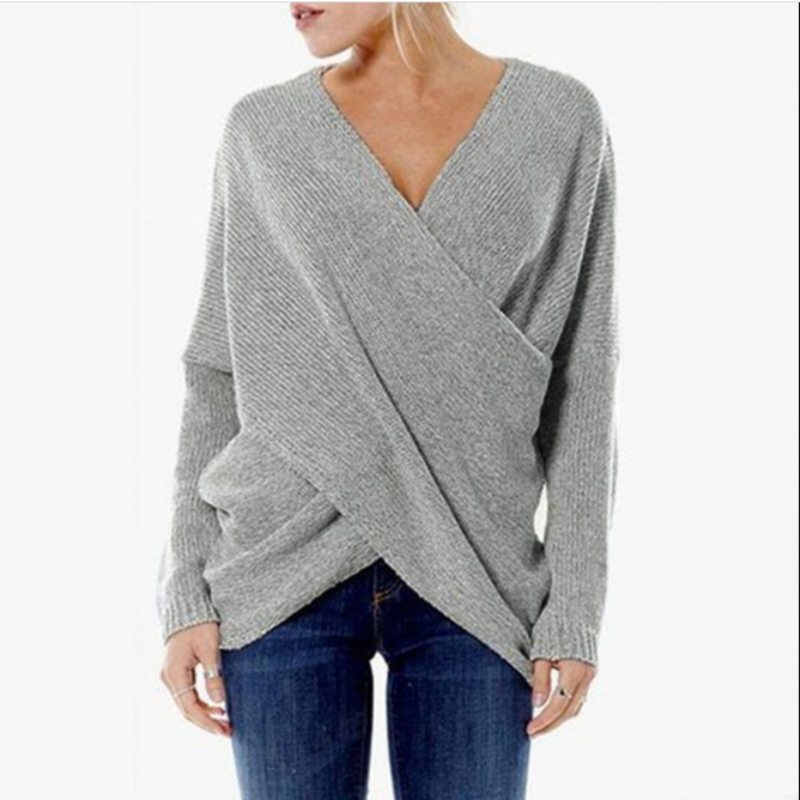 Damestrui Kasjmier Criss-Cross Detail Warme Herfst Trui