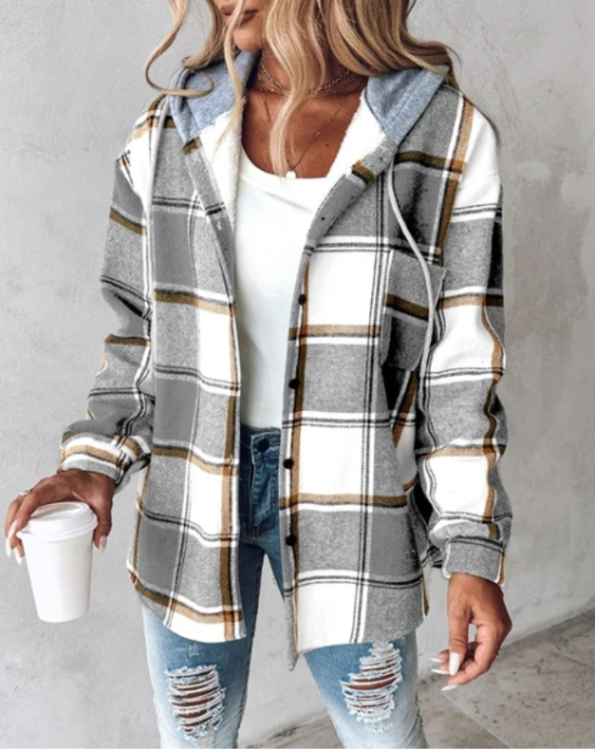 Dames Hoodie Ruitpatroon Zacht en Stijlvol