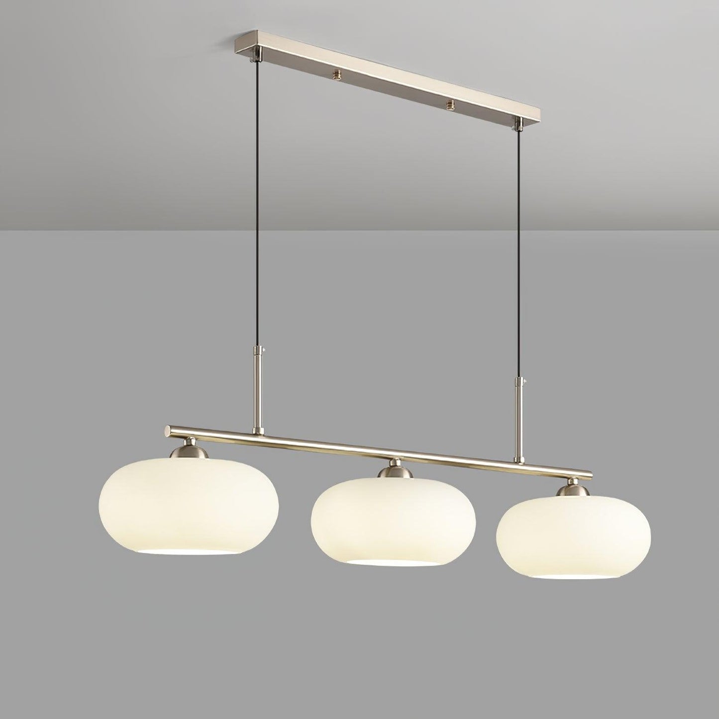 Design Hanglamp met 3 Globe Kapjes - Stijlvolle Eetkamerverlichting voor Tafel en Kookeiland - Verstelbaar 150 cm - Nikkel of Goud - E26/E27