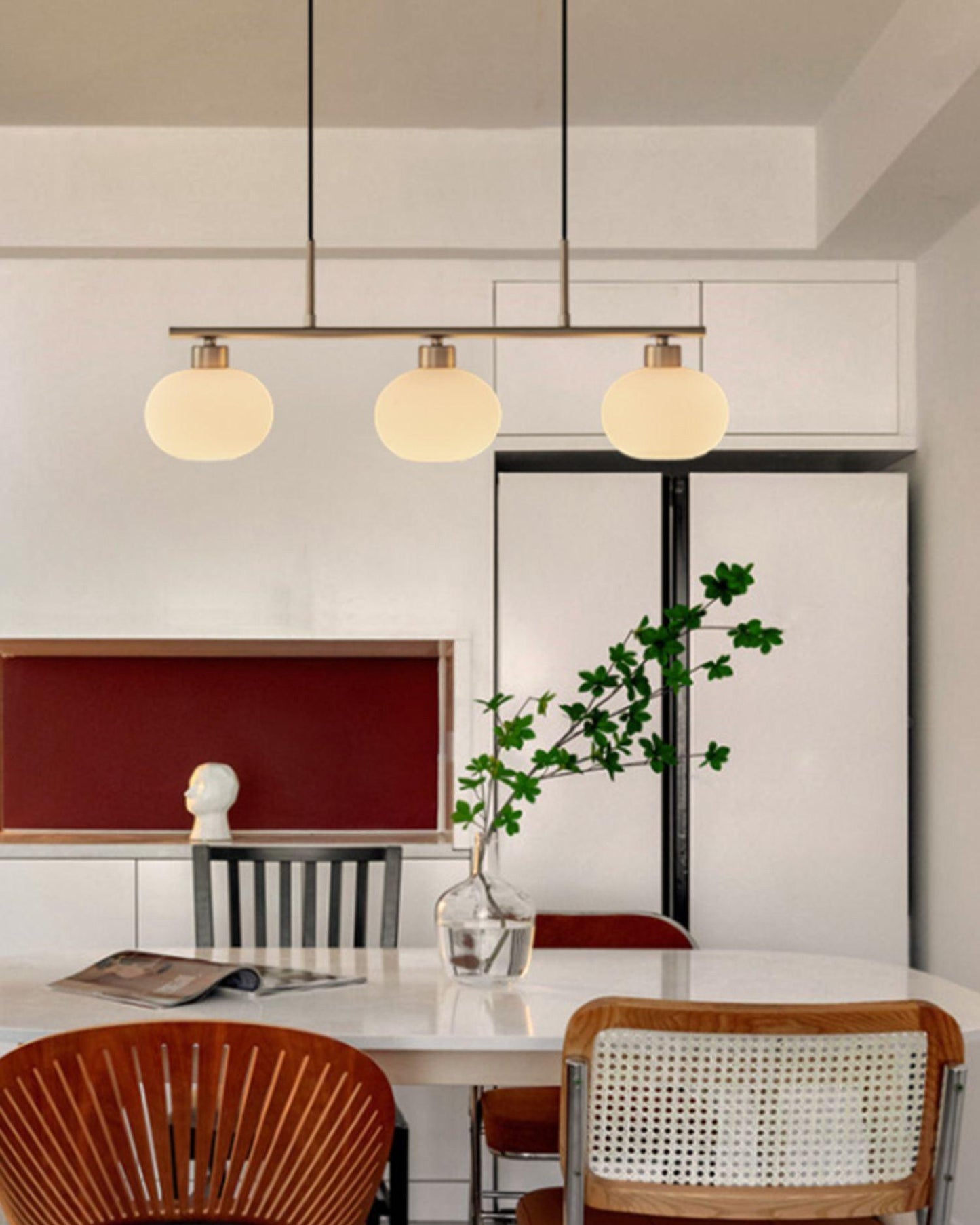 Design Hanglamp met 3 Globe Kapjes - Stijlvolle Eetkamerverlichting voor Tafel en Kookeiland - Verstelbaar 150 cm - Nikkel of Goud - E26/E27