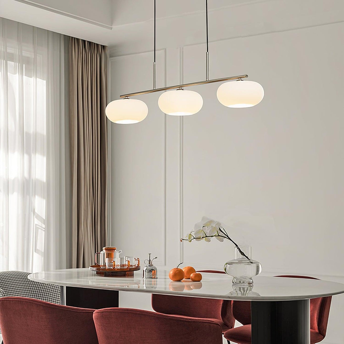 Design Hanglamp met 3 Globe Kapjes - Stijlvolle Eetkamerverlichting voor Tafel en Kookeiland - Verstelbaar 150 cm - Nikkel of Goud - E26/E27