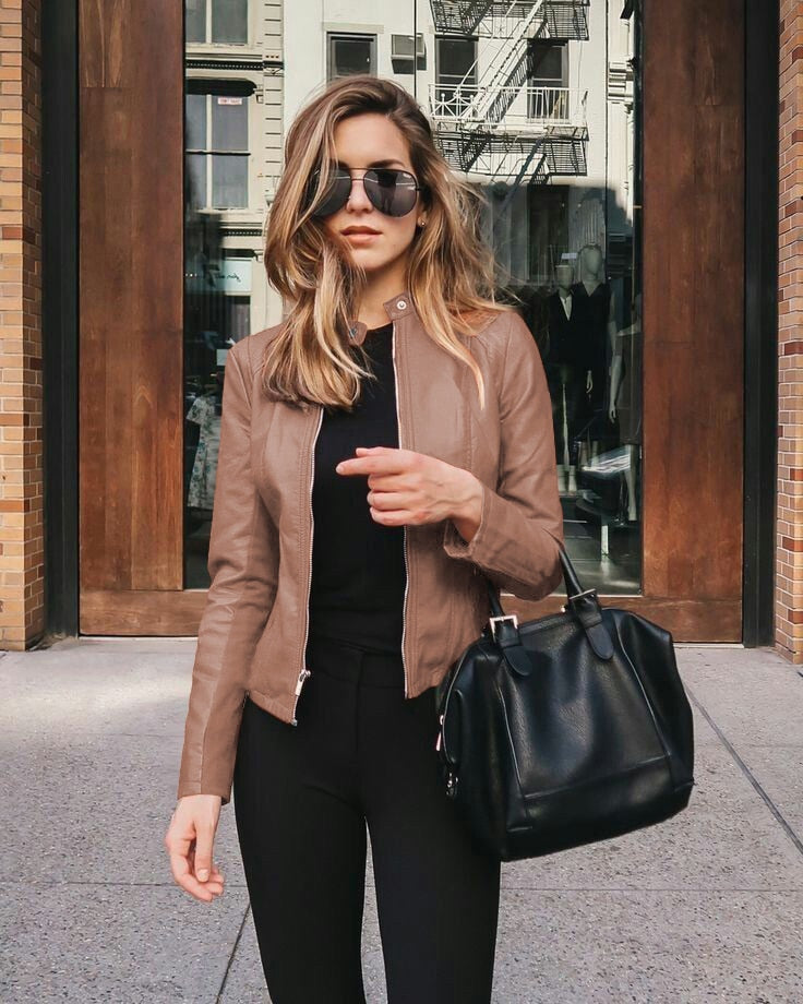 Leren Jas Dames Slim Fit Modern Design
