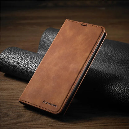 Magnetische Leren iPhone Wallet Case met Kaarthouder - Zwart Bruin Blauw Rood - Slanke Bescherming voor iPhone 15 14 13 12 11 Pro Max Plus Mini XS XR 8 7