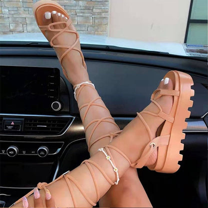 Leren Sandalen met Veters Mooi Ontwerp