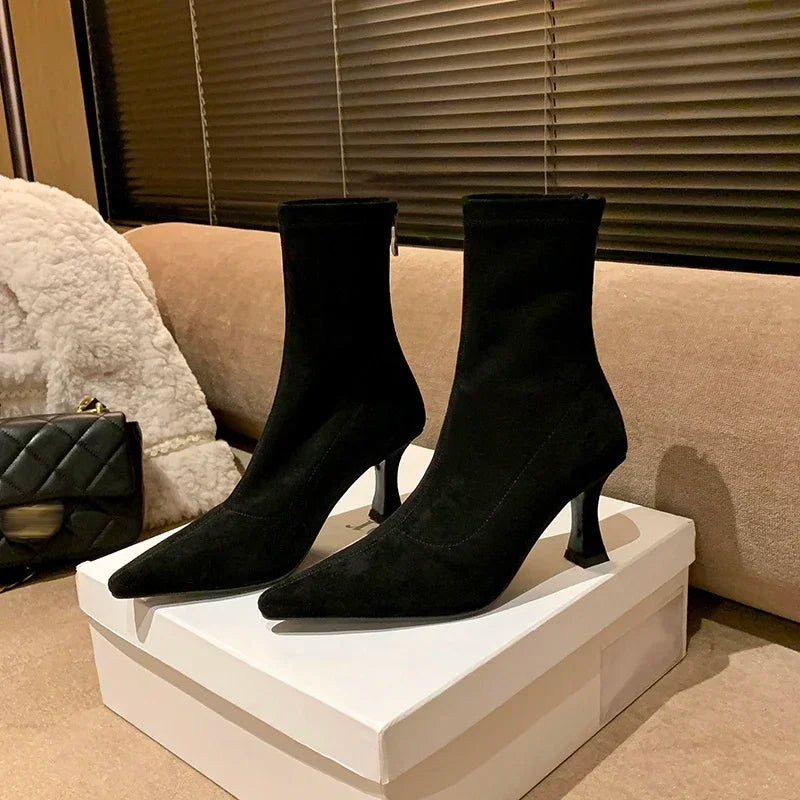 Suède Laarsjes met Spitse Punt Elegante Stijl