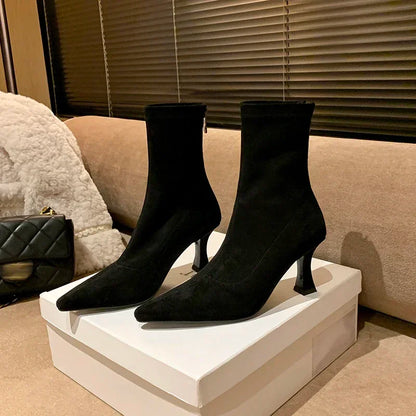 Suède Laarsjes met Spitse Punt Elegante Stijl