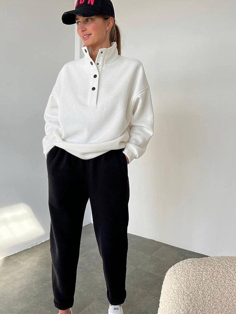 Vrouwelijke Fleece Sweatshirt Set Zacht en Warm - StudioMarella