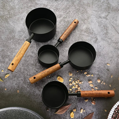 Rustiek Edelstalen Maatlepelset 8-Delig met Houten Handgrepen voor Keuken en Bakken
