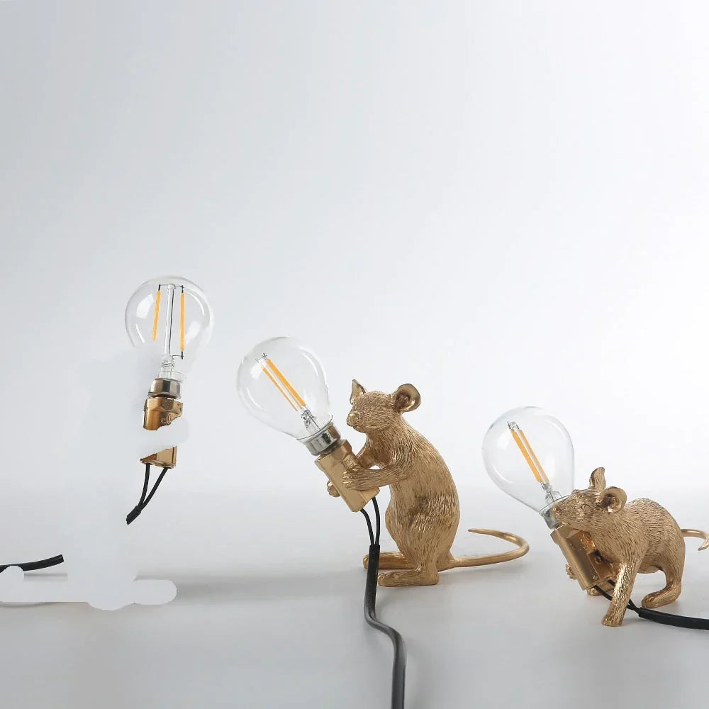 Decoratieve Muizenlamp Hars LED Verlichting Zittend of Liggend Wit Goud Zwart Tafel- en Nachtkastlamp voor Woonkamer Slaapkamer Kinderkamer
