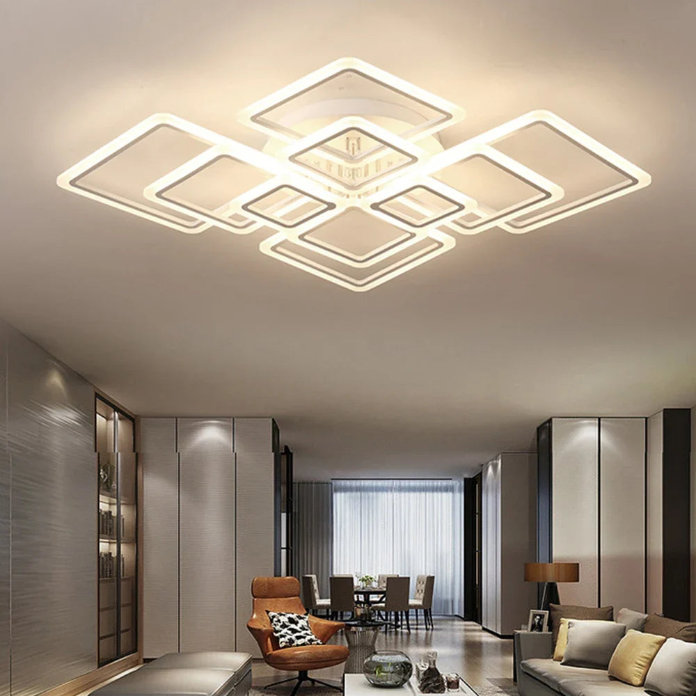 LED Plafondlamp Dimbaar Vierkant Acryl Wit Afstandsbediening Woonkamer Slaapkamer Modern 35W-160W Plafonnière Studeerkamer