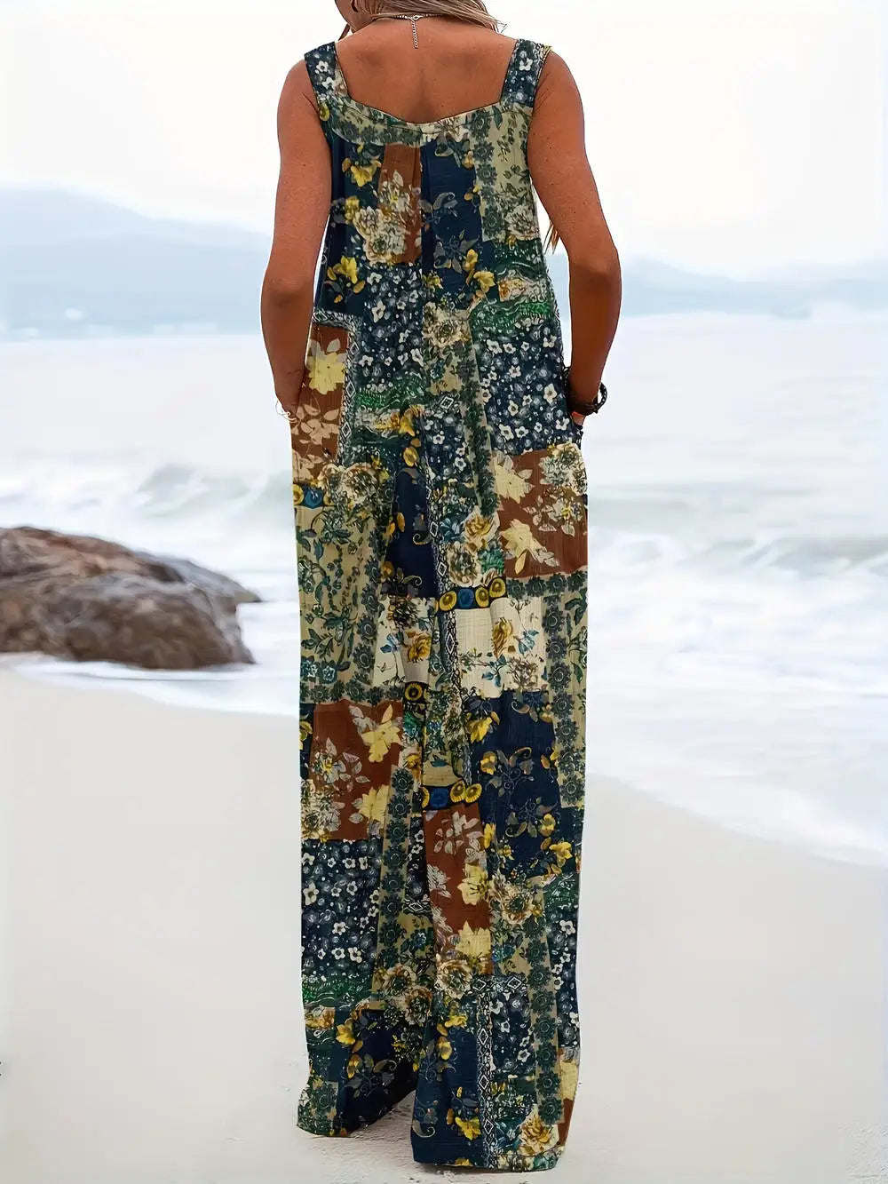 Vrouwelijke Jumpsuit Zomerjurk met Vierkante Halslijn