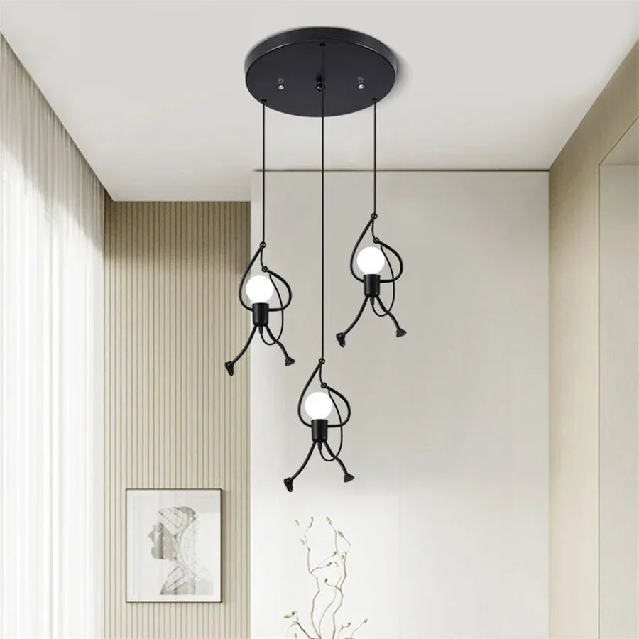 Speelse Robot Plafondlamp Metaal Zwart Goud Rood Kinderkamer Woonkamer 1-Kop 3-Kop Rond Retro Industrieel Design E27 LED-Fitting Creatieve Verlichting Plafond