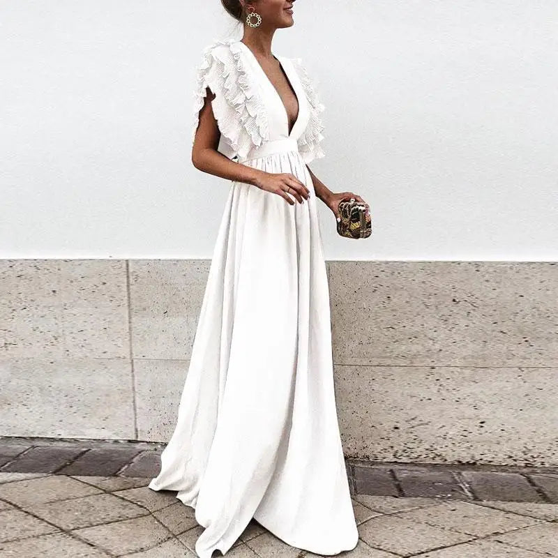Maxi Jurk Met Ruches Elegante Zomerjurk