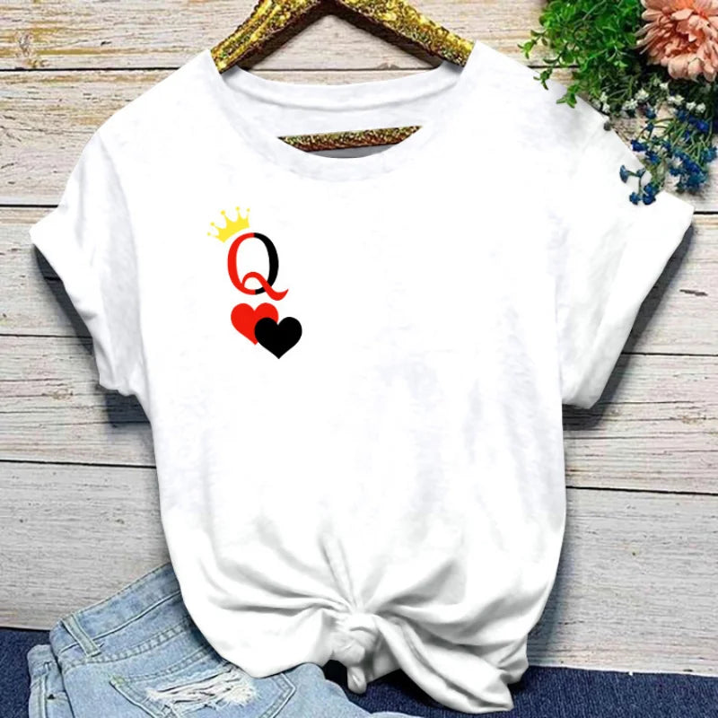 Vrouwenshirt Dubbele Harten Print Zwart Wit