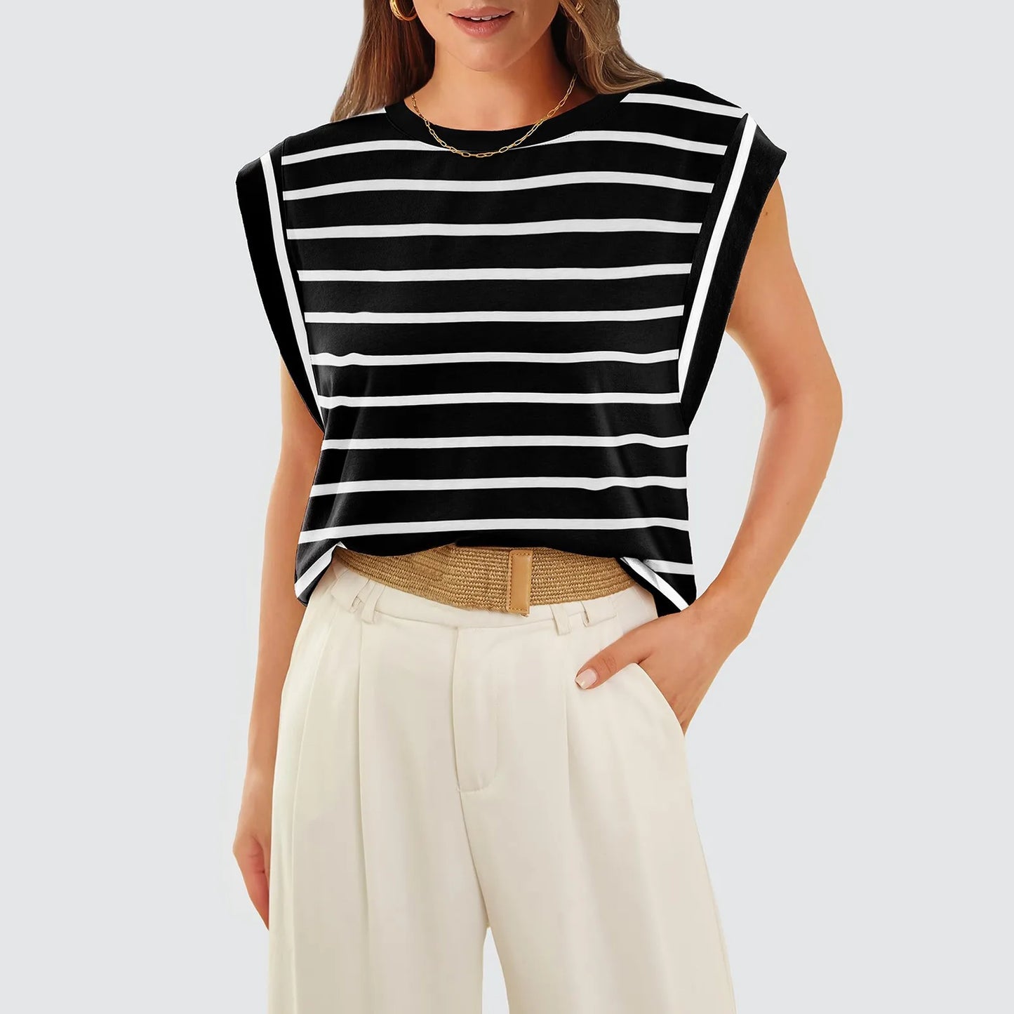 Zomer Streepjesshirt Lichtblauw Mode voor Dames