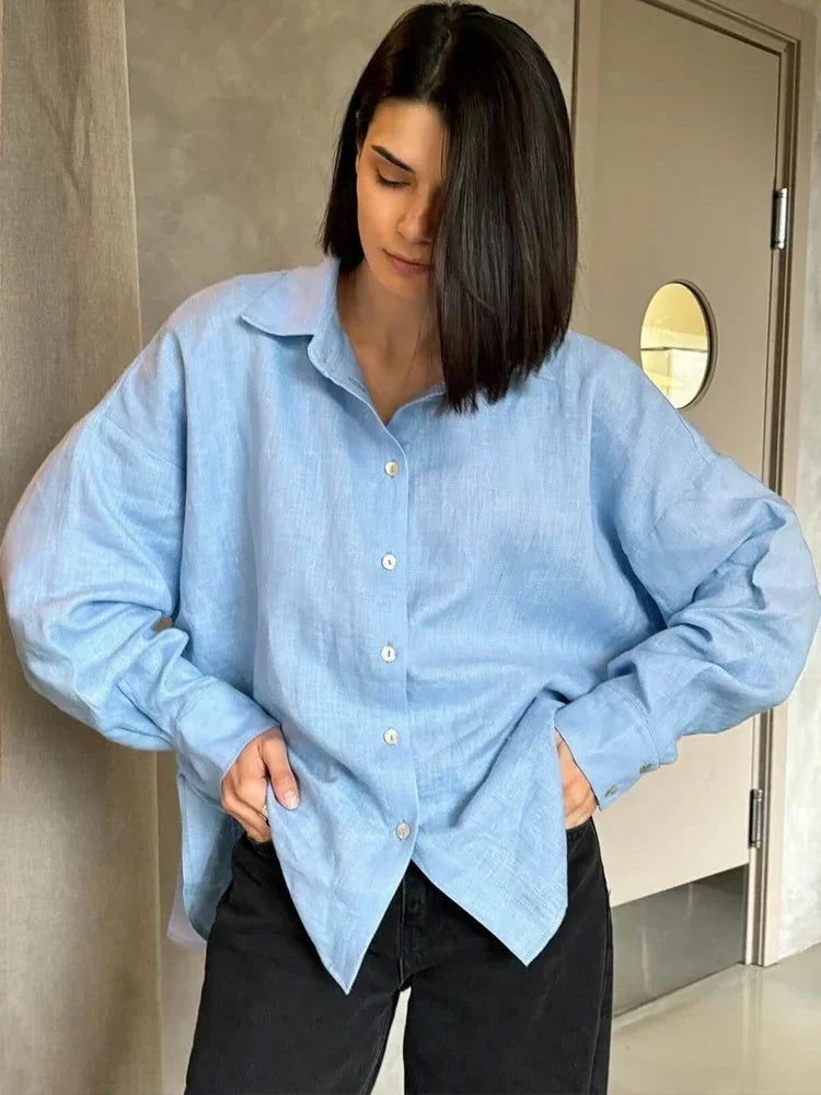 Vrouwelijke Oversized Bloes Elegante Stijl
