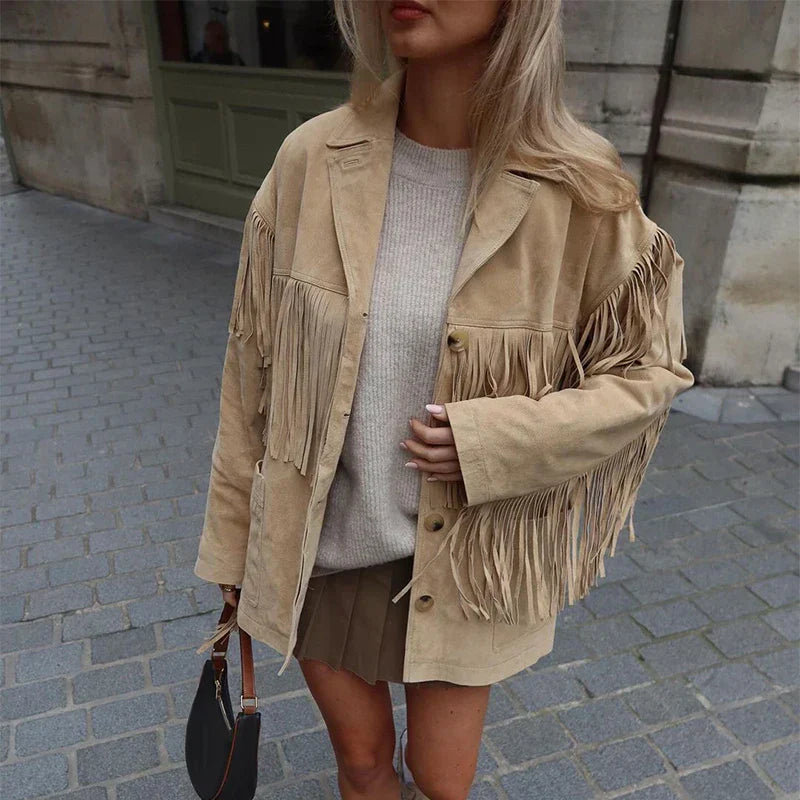 Suède Jas met Franje Westers Stijl Boho Look