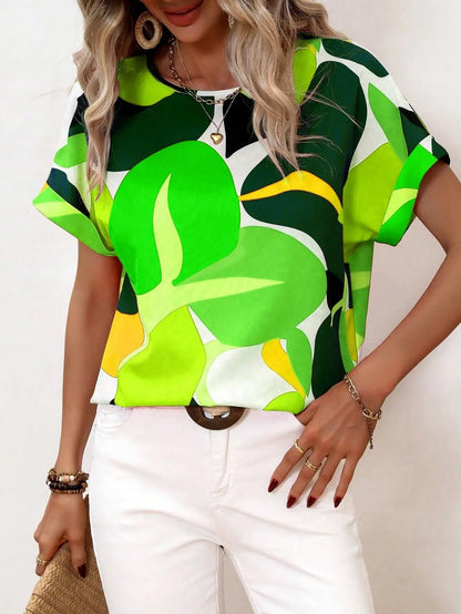 Vrouwelijke Blouse Korte Mouwen met Leuke Prints