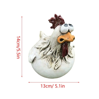 Grappige Kip Hekdecoratie Hars 14cm Tuin Beeldje Boerderij Schutting Ornament Buitendecoratie Cadeau Tuinbeeldje