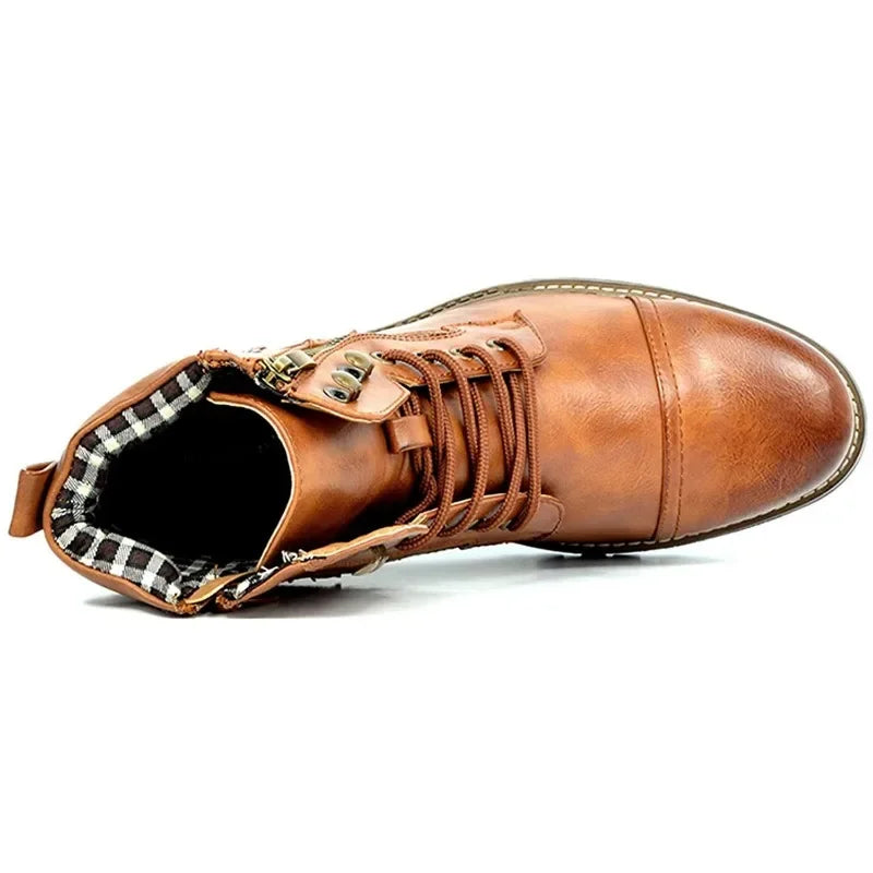 Heren Leren Boots Robuust met Vetersluiting en Gesp