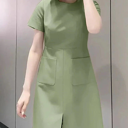 Elegante Pocket Jurk voor Vrouw Zwart Luxe Stof