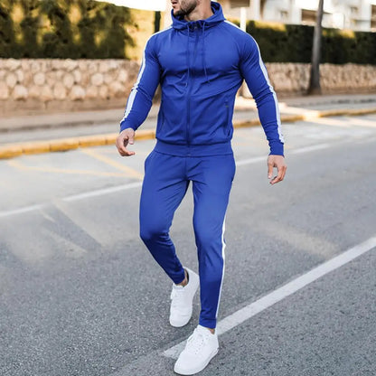 Herentrainingspak Capuchon Witte Strepen Sportief Design
