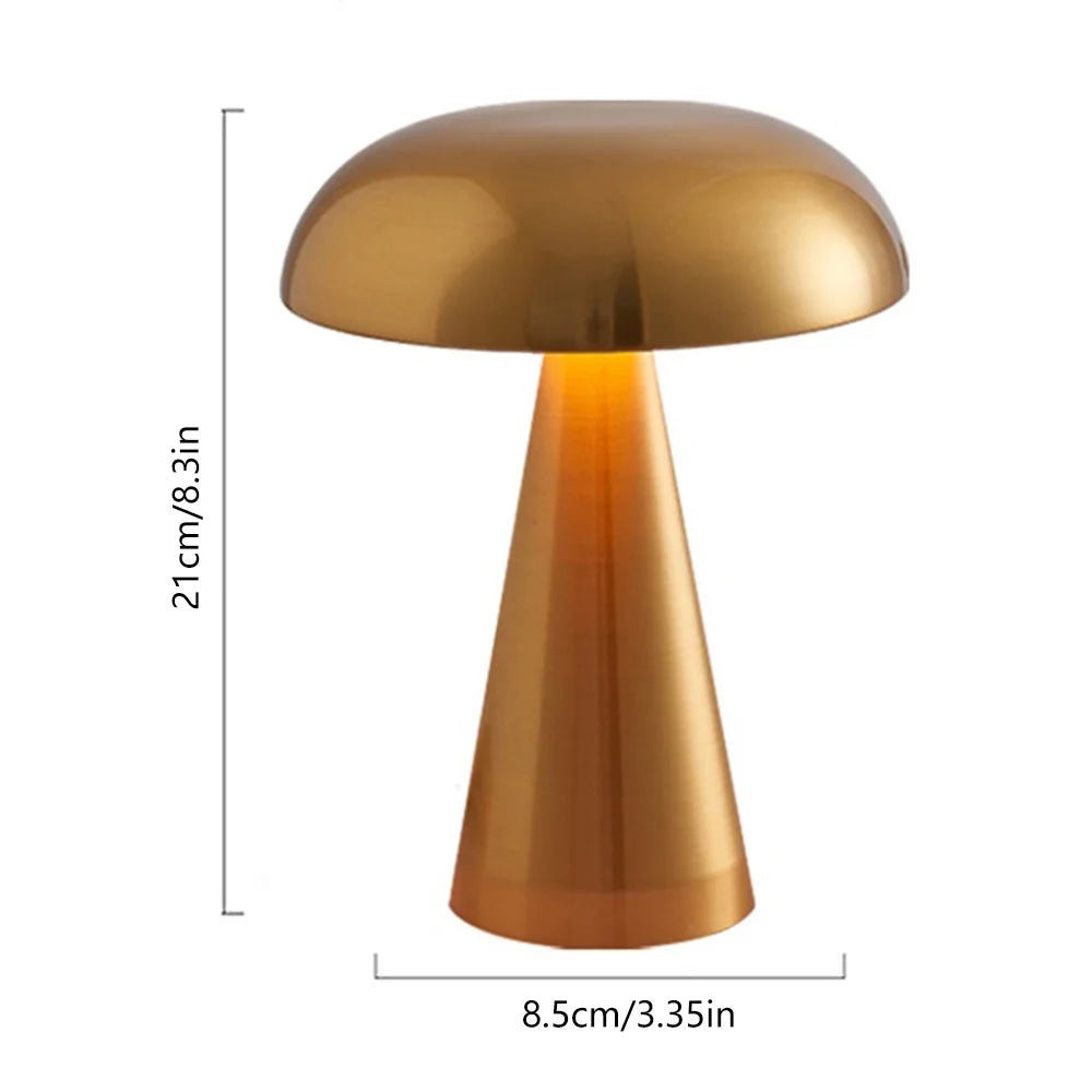 LED Paddenstoellamp Metaal met Aanraakbediening Draadloos Oplaadbaar Tafellamp Nachtlampje 21cm