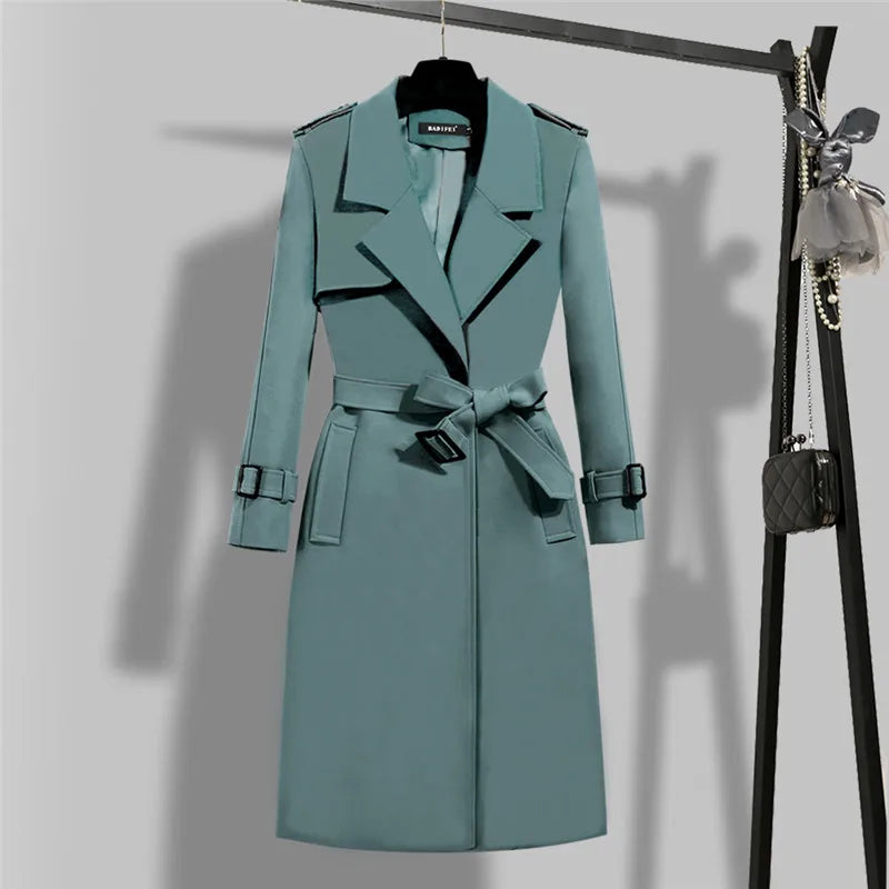 Dames Trenchcoat Vintage Stijl Hoogwaardig Gewassen