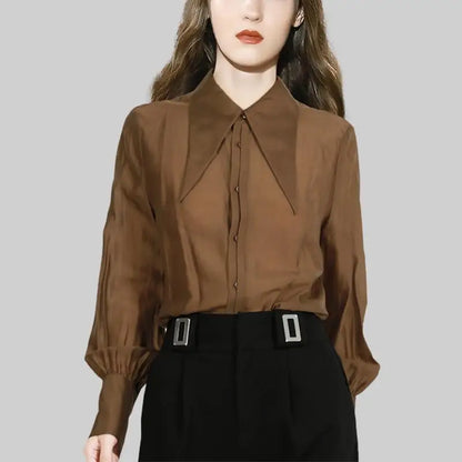 Koffieblouse Elegante Vrouwelijke Blouse voor Dagelijks Gebruik - StudioMarella