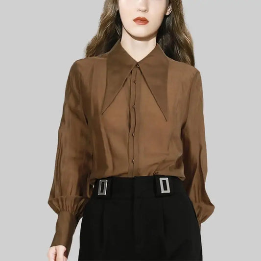 Koffieblouse Elegante Vrouwelijke Blouse voor Dagelijks Gebruik - StudioMarella