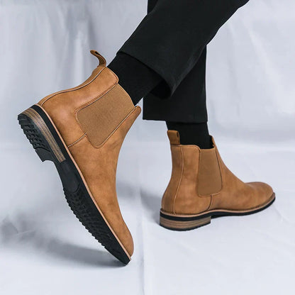 Leren Chelsea Boots Heren Zwart Minimalistisch Design