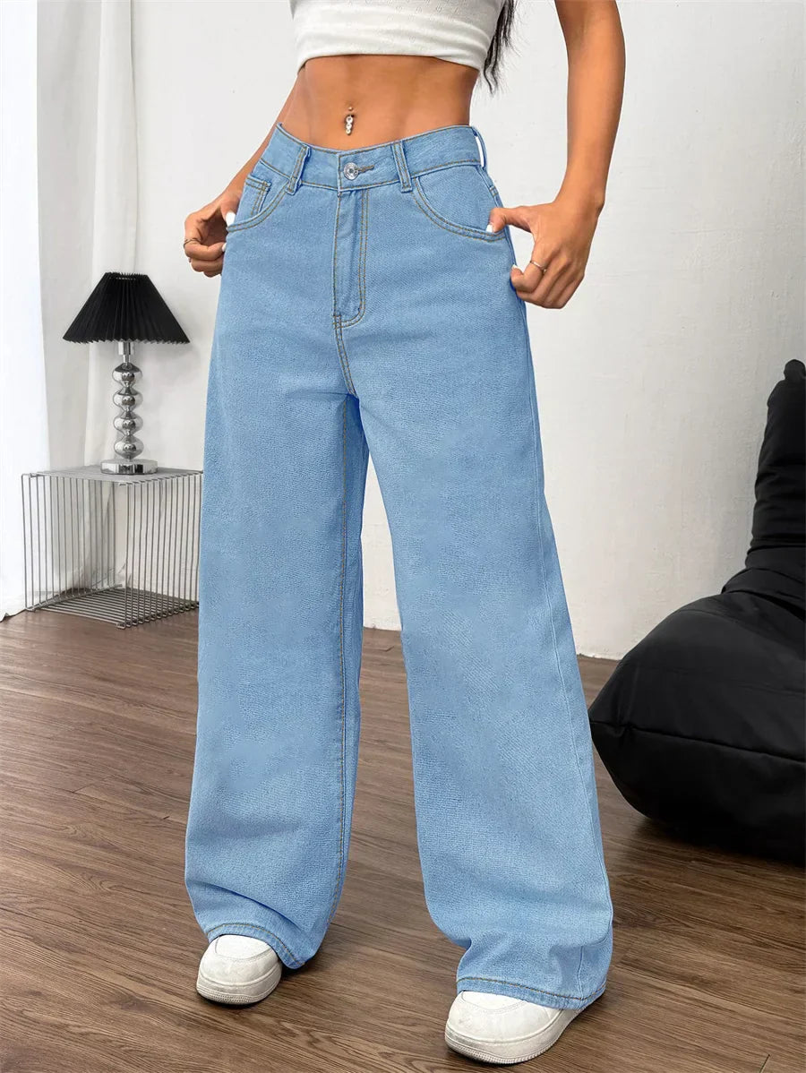 Dames Oversized Jeans Blauw Loose Fit
