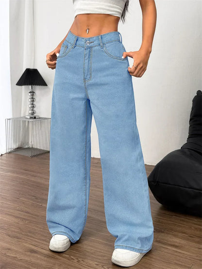 Dames Oversized Jeans Blauw Loose Fit