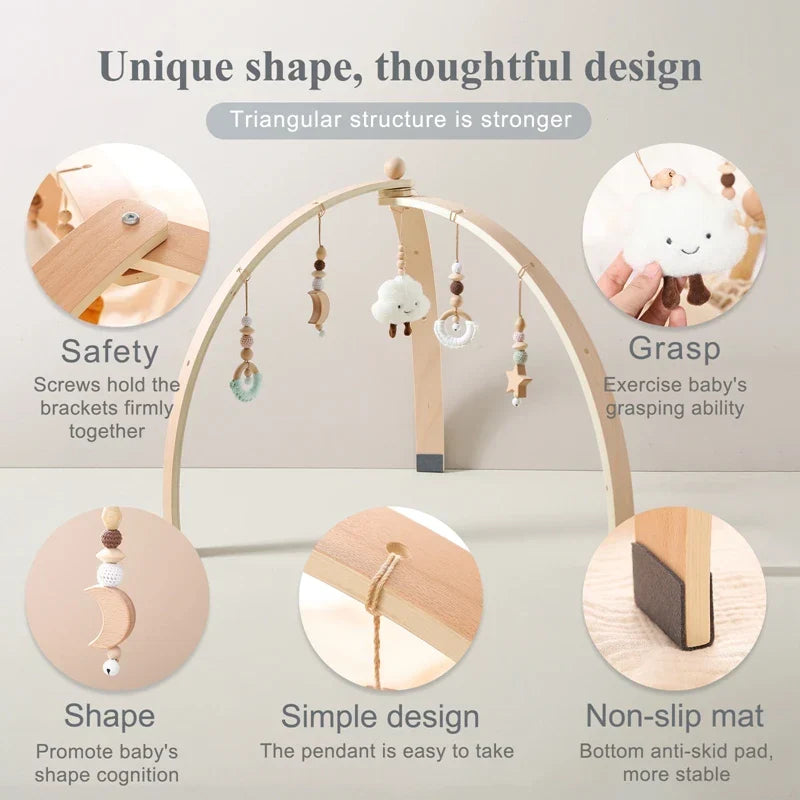 Houten Speelboog met Hangend Speelgoed voor Baby's - Stimuleert Motoriek en Zintuigen - Natuurlijk Hout - Nordic Design