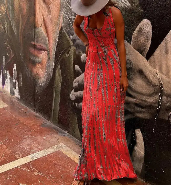 Mouwloze Jurk Boho Stijl Open Rug Zomerjurk Vrouw