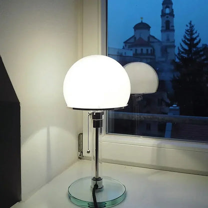 Tafellamp met Glazen Bol Chroom Voet Modern Design Bauhaus-geïnspireerd Sfeerverlichting Werkplek Slaapkamer