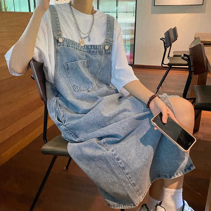 Dames Oversized Denim Jurk Lichtblauw Losse Zomerjurk