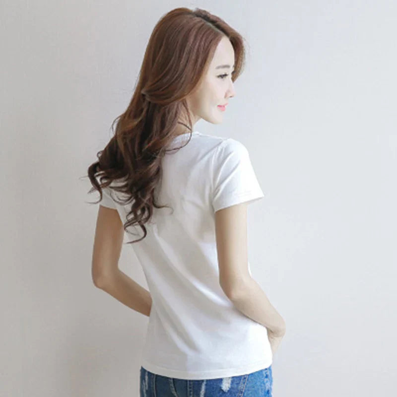 V-hals T-shirt Zomers Comfortabel Dame