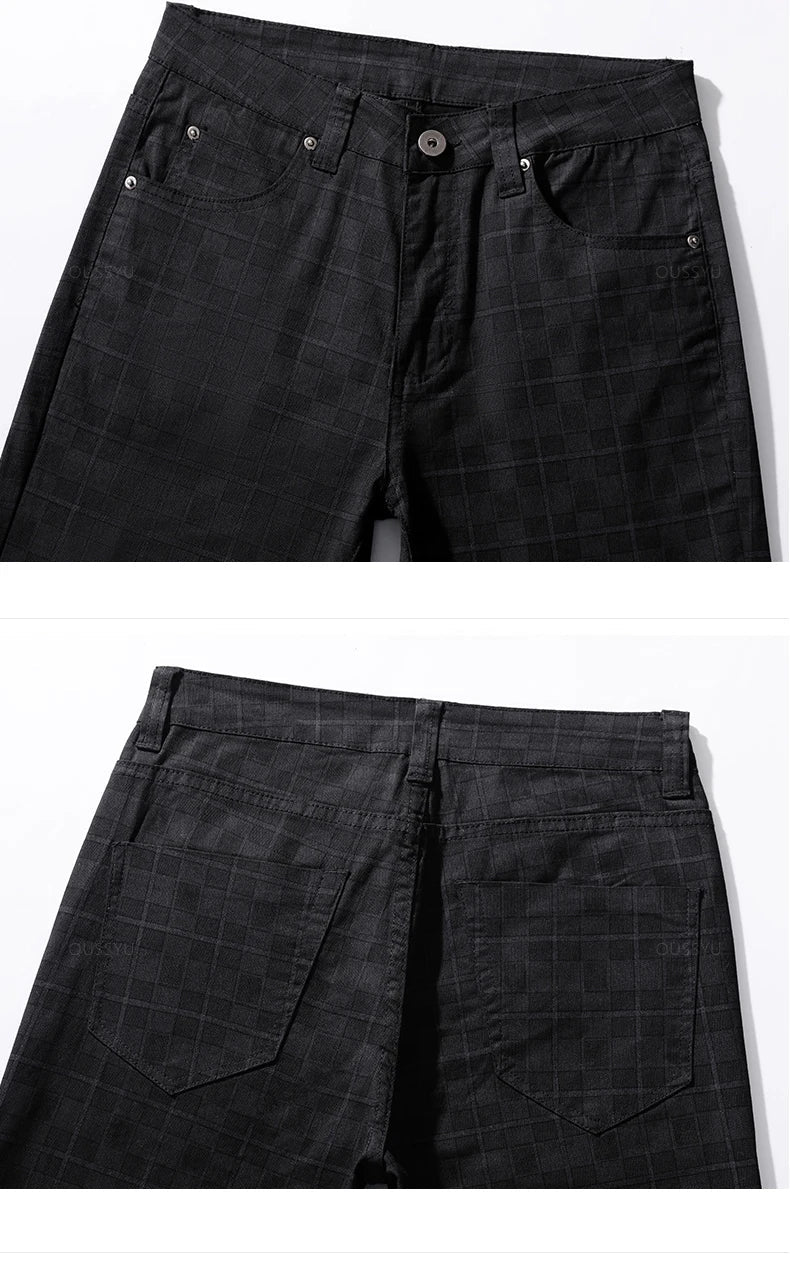 Herensluipte Broek Geruit Comfortabel Casual Model