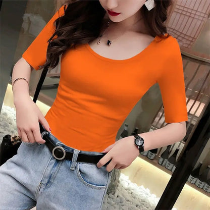 Oranje Vrouwen Top Casual Katoen