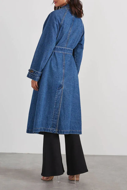 Blauwe Dames Jas Denim Klassiek Model