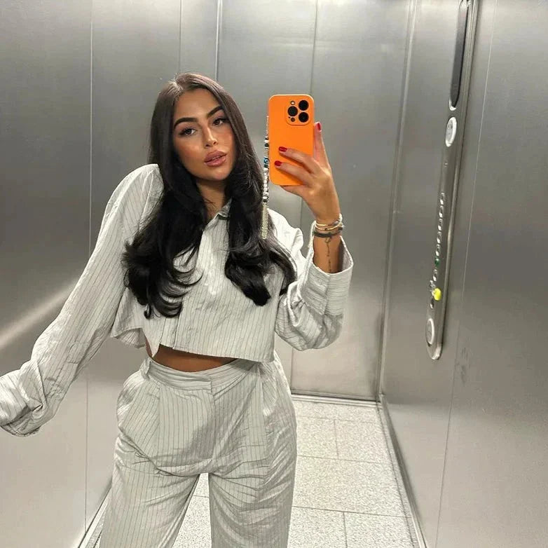Vrouwelijke Gestreepte Set 2-delig Casual Kleding
