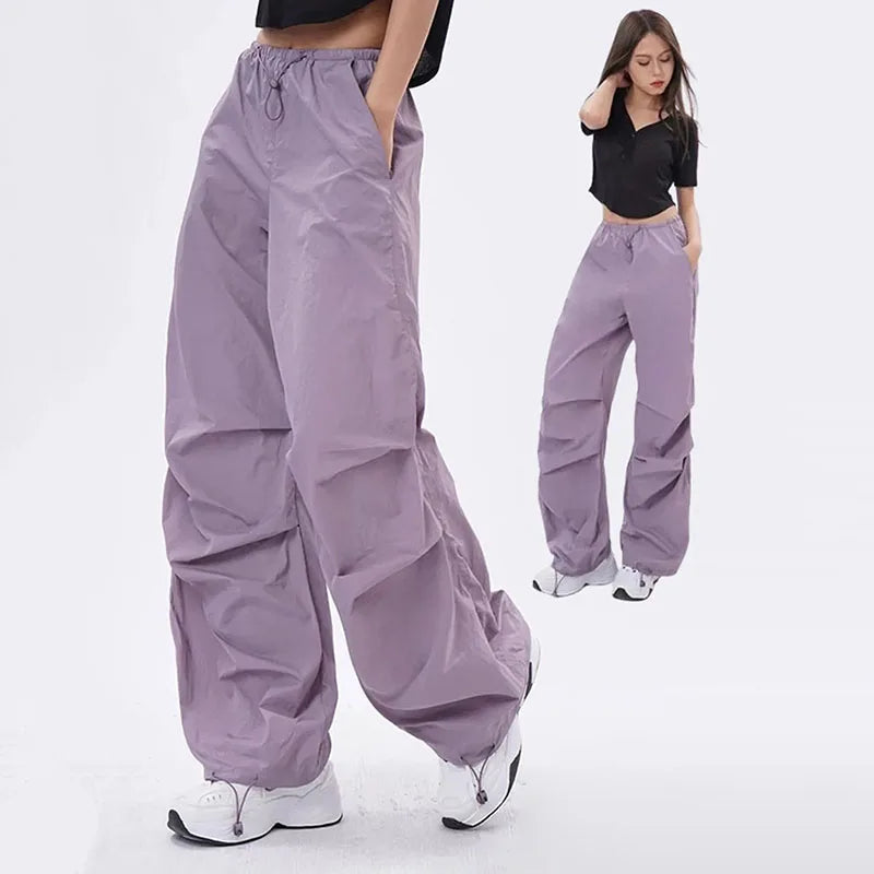 Dames Oversized Broek Zwart Parachute Stijl