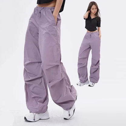 Dames Oversized Broek Zwart Parachute Stijl