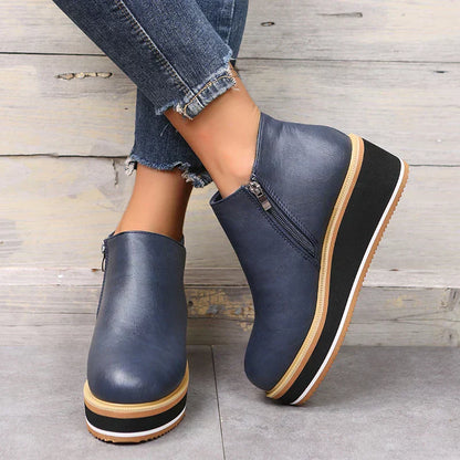 Dames Enkelboots Plateauzool Rits Sluiting