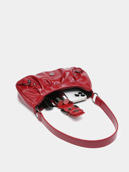 Vintage Kunstlederen Hobo Tas met Gesp en Verstelbare Riem