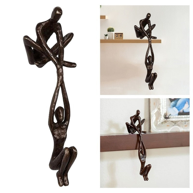 Decoratief beeld polystone 20cm zwart woonkamer sculptuur modern kunst beeld liefde verbinding