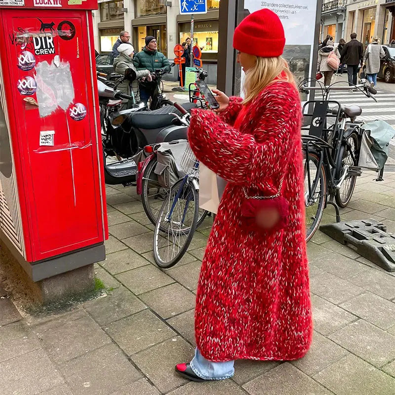 Gebreide Jas Modieus Gemêleerd Winterjassen