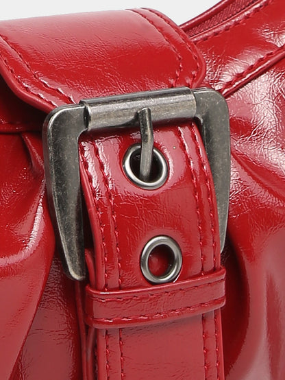 Vintage Kunstlederen Hobo Tas met Gesp en Verstelbare Riem